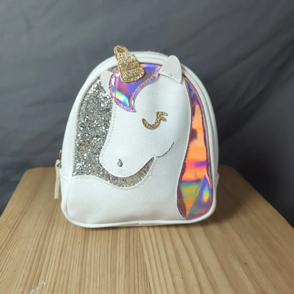 Bath & Body Works Unicorn Cosmetic Pouch Makeup Bag White Glitter Holographic